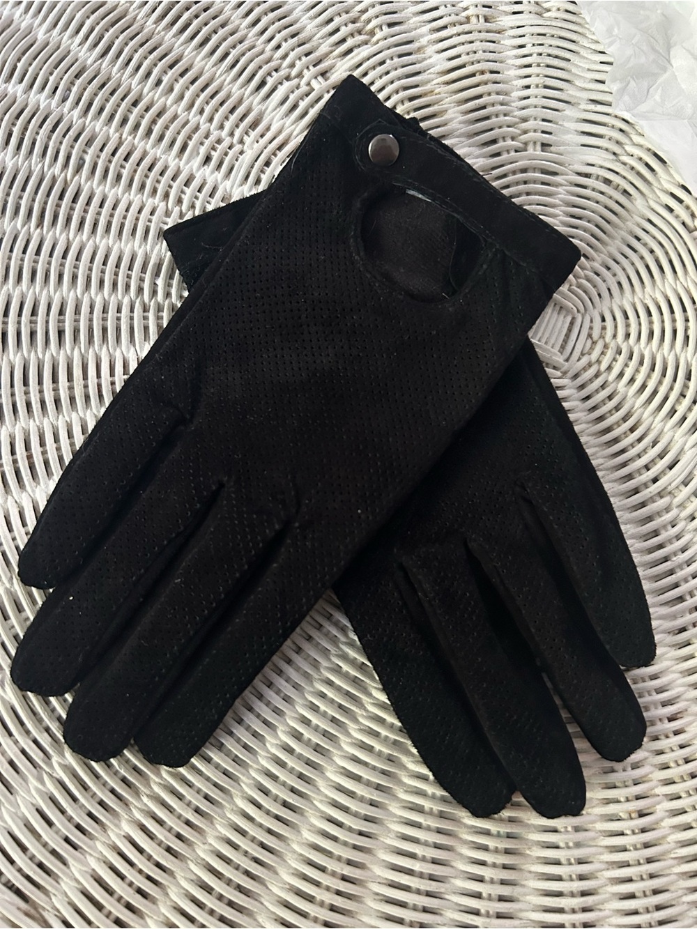 ✨ ICHI Black Genuine Pig Suede Leather Gloves M/L
